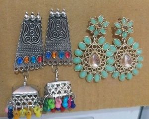 Ethnic Jhumka Green + colourful