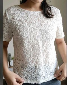 White Schiffli Cotton Top