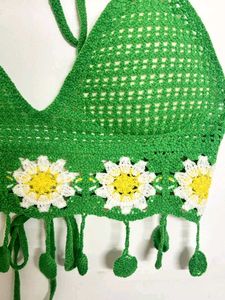 Crochet Daisy Halter Bikini Top