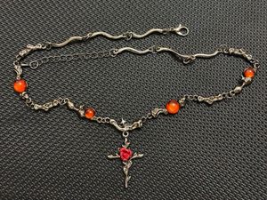 ✩ Dark Coquette Rose Cross Necklace ✩