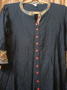 Elegant Black Kurta with Geometric Print