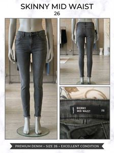 Grey Frayed Hem Skinny Jeans