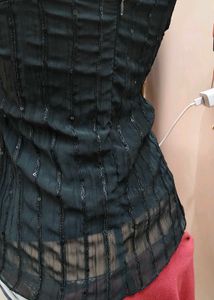Chic Black Wrap Top
