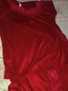 Red Lace Trim Nightgown
