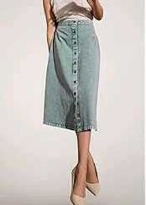 Light Wash Denim Button-Front Midi Skirt ⚘️✨️