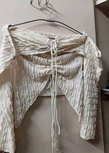 Cream Ruched Crop Top