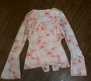 Littlebox Pink Floral Tie-Front Top