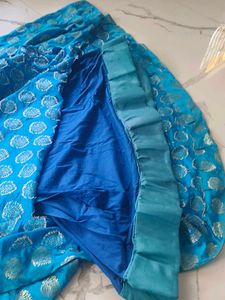 Beautiful Blue Brocade Skirt and Blouse Set