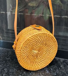 Rattan Round Crossbody Bag