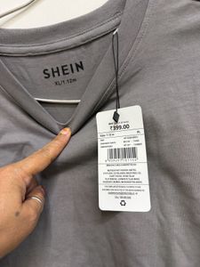 Shein Grey Graphic T-Shirt with Rose Print