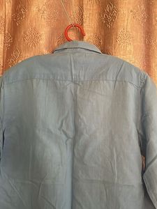 Men's Blue Long Sleeve Button-Up Shirt