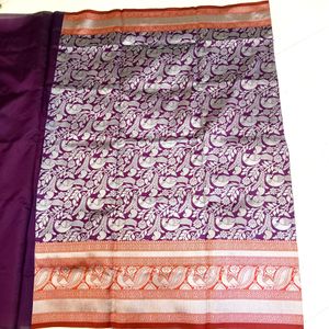 New Elegant Silver Banaras Saree
