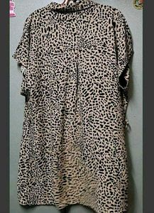 Branded Leopard Print Loose Fit Shirt Dress