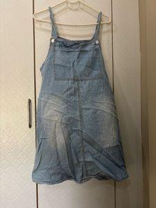 Light Wash Denim Pinafore Dress