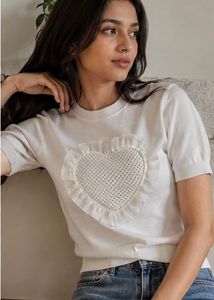 Cute Heart Ruffle Knit Top