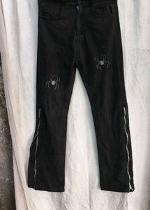 9249. Spider Embroidered Black Jeans