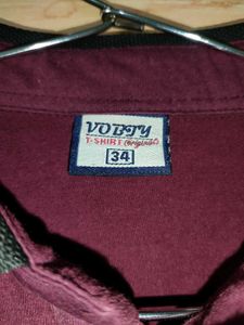 Men's Maroon Graphic Polo T-Shirt | Size 34 |