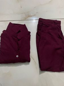 Burgundy Embellished Kurta