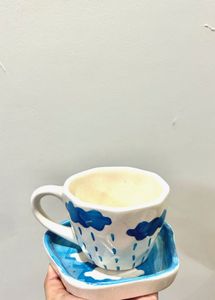 Aesthetic Handcrafted Blue Cloud Ceramic Mug with