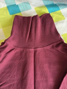 Burgundy High Neck Long Sleeve Dress