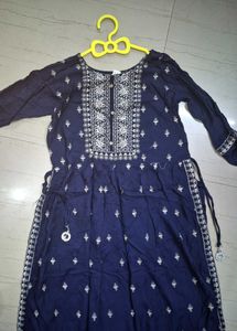 Elegant Navy Blue heavy Embroidered festive Kurta
