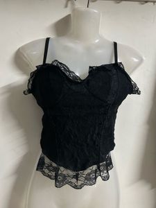 Black Lace Corset Style Top