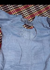 Elegant Blue Embroidered Kurta with Flared Sleeves