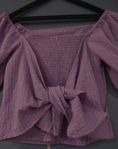 Lilac Square Neck Puff Sleeve Top