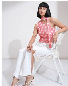 Polka Dot One-Shoulder Top
