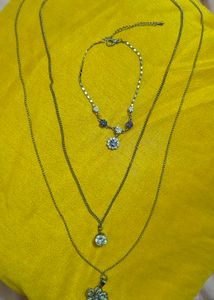 Flower Crystal Necklace &amp; Bracelet NEW UNUSED 🆕