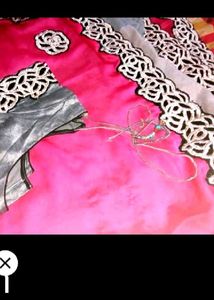Beautiful Pink and Grey Saree with blouse