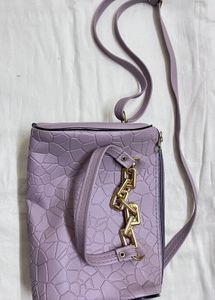 Lilac Textured Chain Crossbody Bag