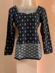 Patterned Navy Blue Kurti
