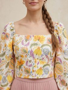 Floral Print Square Neck Top
