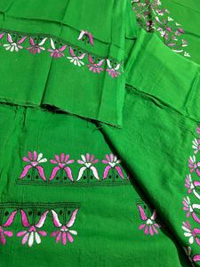 Handcrafted Bengal Kantha work dress material.