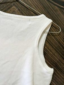 White Ribbed Tank Top