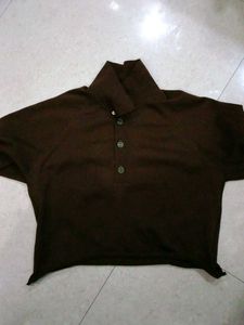 women's Dark Brown crop Shirt