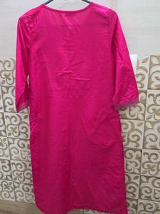 Pink Straight Kurta with Intricate Necklin