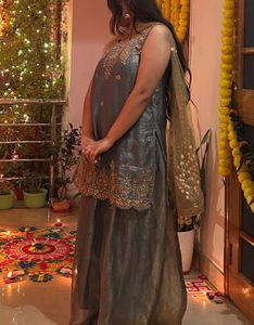Elegant Grey Palazzo Suit