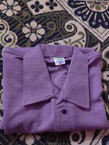 Stylish Lavender Textured Slim Fit Polo T-Shirt