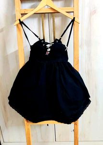Chic Black Lace-Up Mini Dress size-24