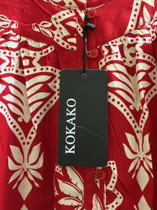 Red Printed Long Sleeve Top
