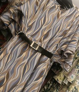 Stylish Printed Dress with Belt