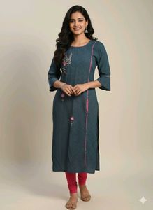 Chic Blue Embroidered Kurti