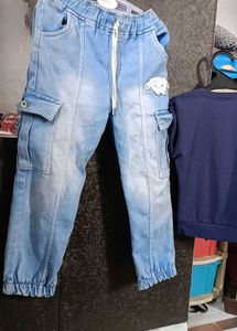 🌟 Stylish Navy Top &amp; Heavy Denim Cargo Joggers