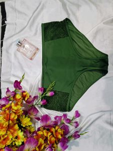🇳🇿💫🎀Green High-Waisted Briefs with Lace Trim
