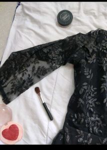 Black Floral Lace Midi Dress