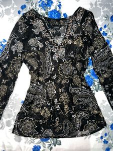 Paisley Print Long Sleeve Top