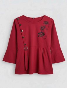 Floral Embellished Maroon Top_ Size XS