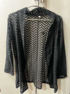 Sheer Black Chevron Cardigan